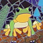 forest-dawn-tree-frog-mosaic-art