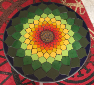full view of 1000 petals mosaic table