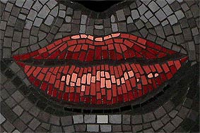 Angelina mosaic mural Closeup of lips