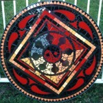 colourful mosaic tabletop based on Tibetan mandalas