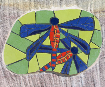 Dragonfly Wallace St Park mosaic installation