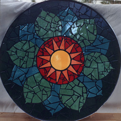 Heart chakra mosaic design as a tabletop