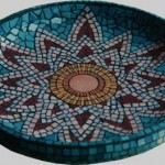 mosaic birdbath top inspired by a lotus flower