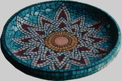 mosaic birdbath top inspired by a lotus flower