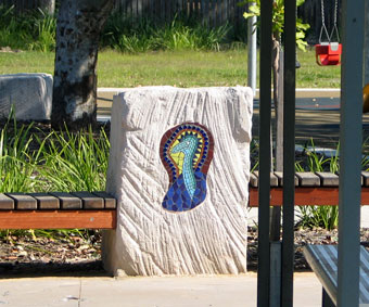 Wallace St Park mosaic installation sandstone insets