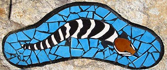 blue tongue lizard mosaic installation