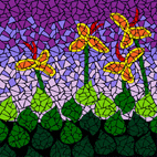 Canna lillies purple mosaic design