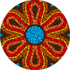 Psychedelic daisy red mosaic design