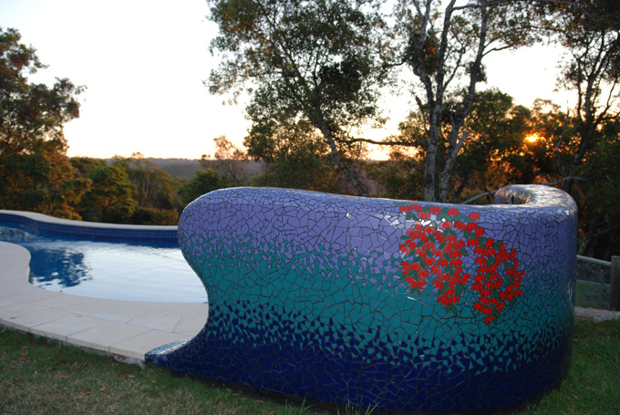 mosaic sculpture forest in the seat