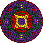 Hearts & flowers purple mosaic design