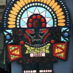 representation of ancient Incan figure as a mosaic mural