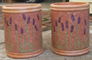 mosaic pots inspired by flowering lavenders