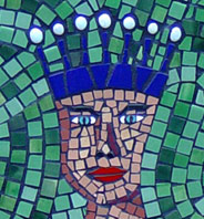 Mermaid mosaic mural face