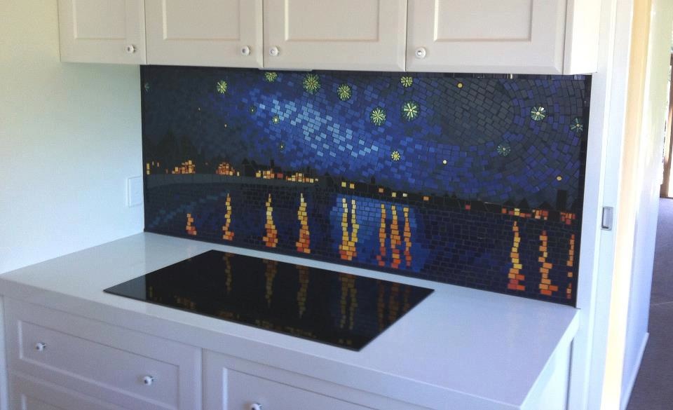 starry-night mosaic splashback