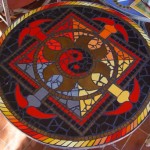 Tibet mosaic tabletop inspired by ancient Tibetan mandalas
