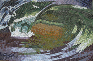 morning wave mosaic mural ungrouted