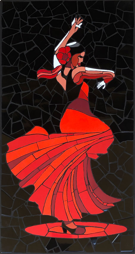 Flamenco lady mosaic in ceramic tile finished work
