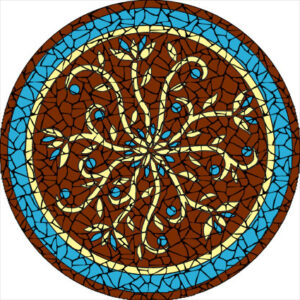 indian Flowers burgundy mosaic kit design for instruction booklet