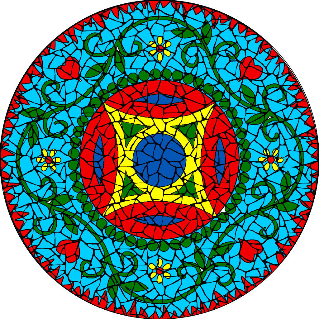 Hearts and flowers mosaic kit design for instruction booklet